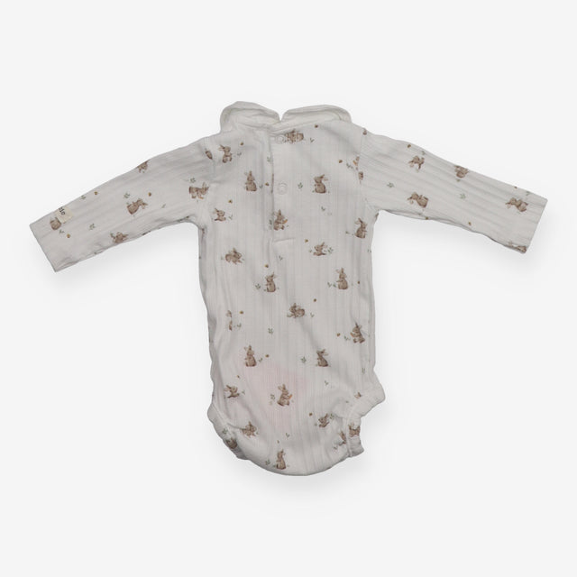 White Ribbed Bunnies Bodysuit