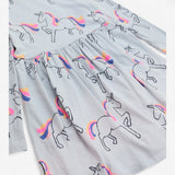 Long Sleeve Jersey Dress Blue with Rainbow Unicorn