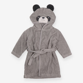 Dressing gown grey towelling bear hood