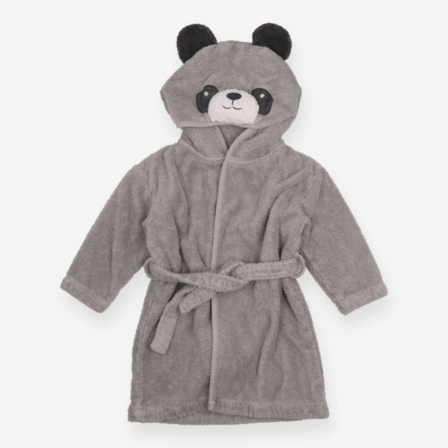 Dressing gown grey towelling bear hood