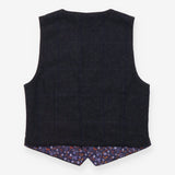 Waistcoat Grey and Navy Checks with Purple Flowers