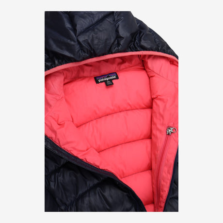 Navy Puffer Coat Pink Lined