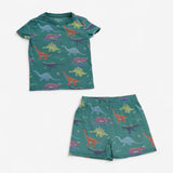 Short Pyjamas Green with Dinosaurs