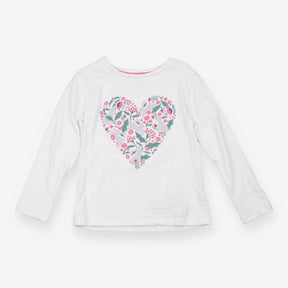T-Shirt Long Sleeved White Hare Heart