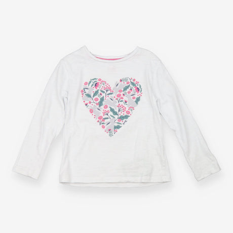 T-Shirt Long Sleeved White Hare Heart