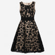 Sleeveless Midi Dress Black&Beige Burnout Floral