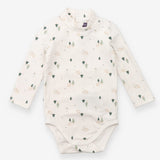 Turtle Neck Bodysuit Fleece Lined White with Bears