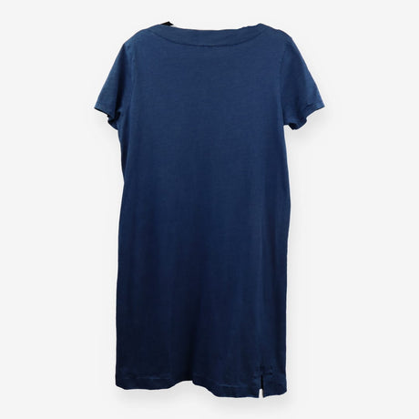 Blue Slub T‑Shirt Dress  Soft Textured Casual Styl