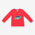 T-Shirt Long Sleeve Red Winter Cottage