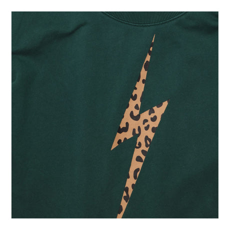 Sweatshirt Forest Green Leopard Print Lightning Bo