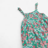 Dress Woven Summer Green Floral Print
