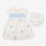 Dress and knickers white floral smocked