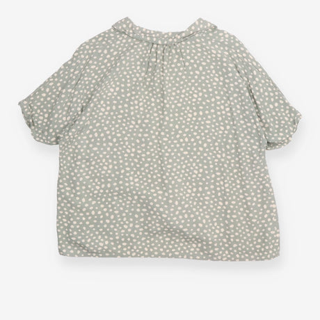 Sage Green Polka Dot Short Sleeve Tie Front