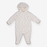 Pramsuit white floral fleece lining