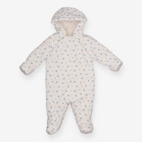 Pramsuit white floral fleece lining