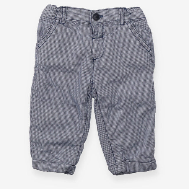 Trousers small blue white check navy lining