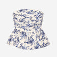 Top Strapless Peplum Cotton Floral Bandeau Ivory B
