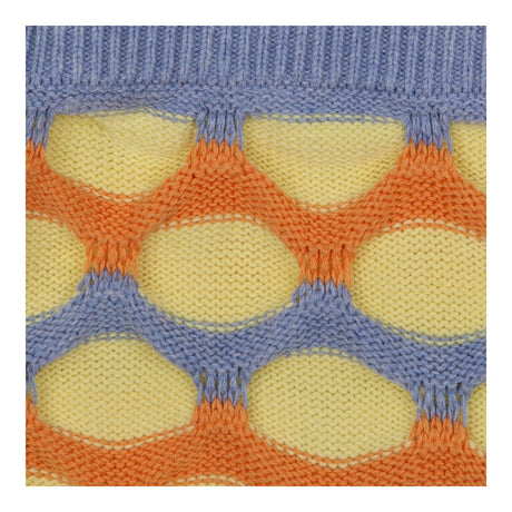 yellow, orange and blue knit shorts