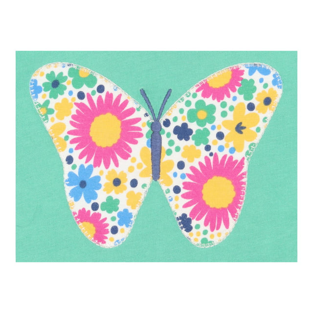 Tee SS green floral butterfly