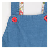 Blue Cord Pinafore Floral Lined