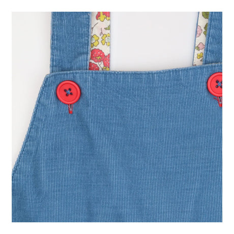 Blue Cord Pinafore Floral Lined