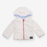 Reversible hoodie zip white fleece and blue plane