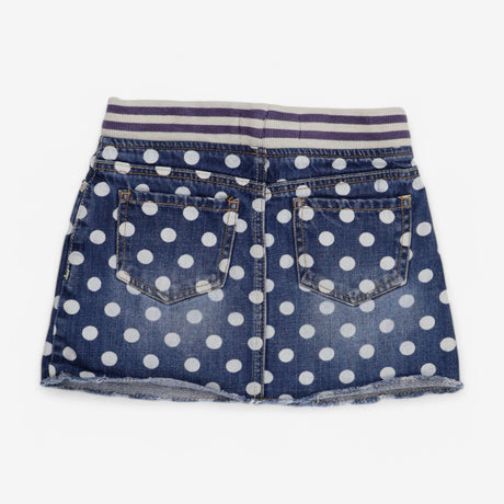Denim Skirt White Spotted Grey Waistband