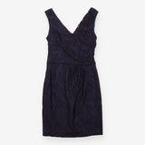 Navy Floral Lace Sleeveless Wrap Dress