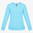 Light Blue Merino Wool Blend Perforated Long Sleev