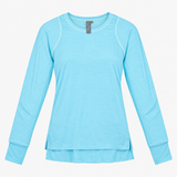 Light Blue Merino Wool Blend Perforated Long Sleev