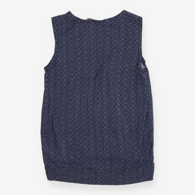 Pleated geo ditsy blue maternity and nursing top