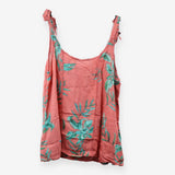 Pink Teal Leaf Print Strappy Summer Cami Top