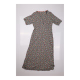 Heart Print Organic Cotton Modal Midi Dress Navy