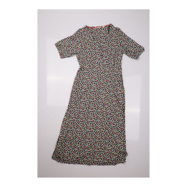 Heart Print Organic Cotton Modal Midi Dress Navy