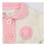 Baby Cardigan Pink and Cream Rosette