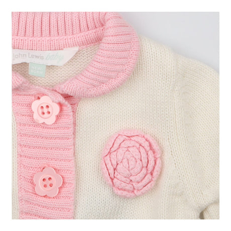 Baby Cardigan Pink and Cream Rosette