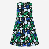 Dress Sleeveless A-Line Botanical Fruit Print Blac