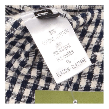 Blouse Black Cream Gingham Check Cotton Blend Long