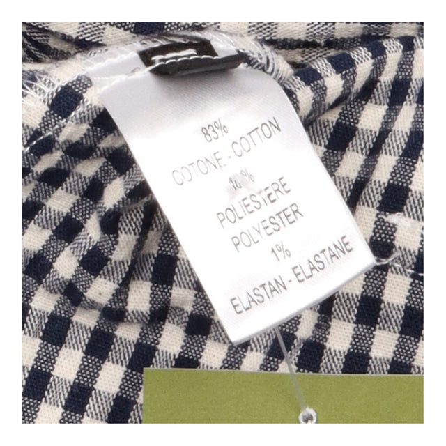 Blouse Black Cream Gingham Check Cotton Blend Long