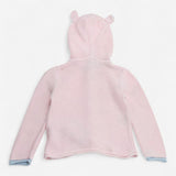 Knit cardigan pink cat hood