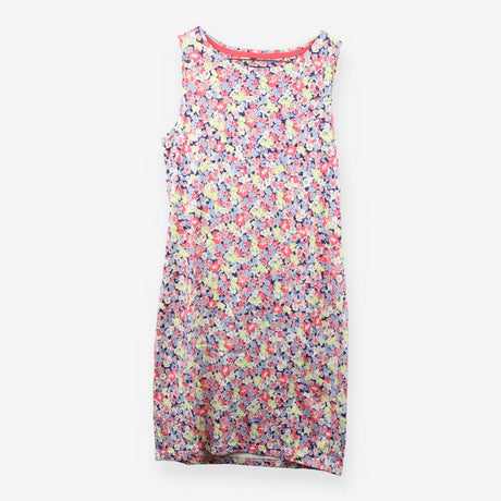 Pink Floral Midi Vest Dress Sleeveless Cotton Summ
