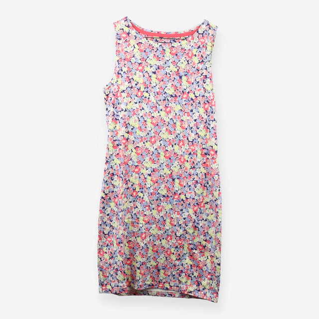 Pink Floral Midi Vest Dress Sleeveless Cotton Summ