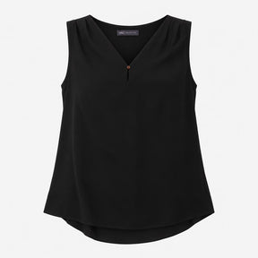 Sleeveless Blouse Dark Navy V Neck Relaxed Fit Pla