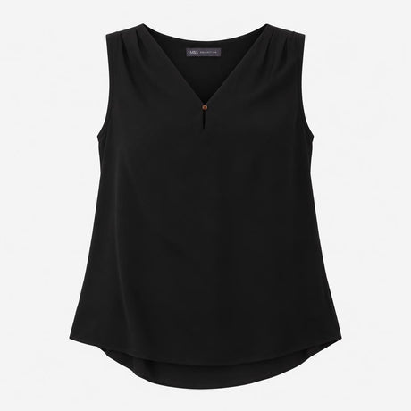 Sleeveless Blouse Dark Navy V Neck Relaxed Fit Pla