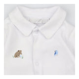 Sleepsuit long sleeve white collar bears birds