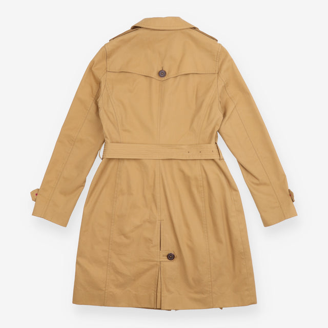 Trench Coat Camel Belted Longline Single Breasted