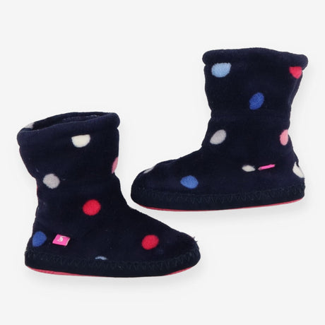 Slipper boots navy polka dots