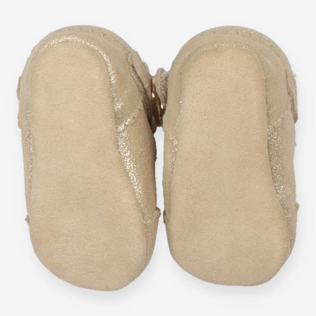 Gold pram shoes with buckles