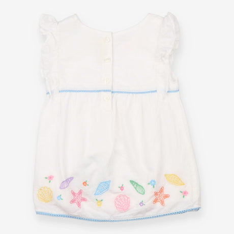 Tunic White Frill Flowers and Seashells