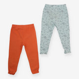 Orange and Green Leggings with Drawstring 2pc 